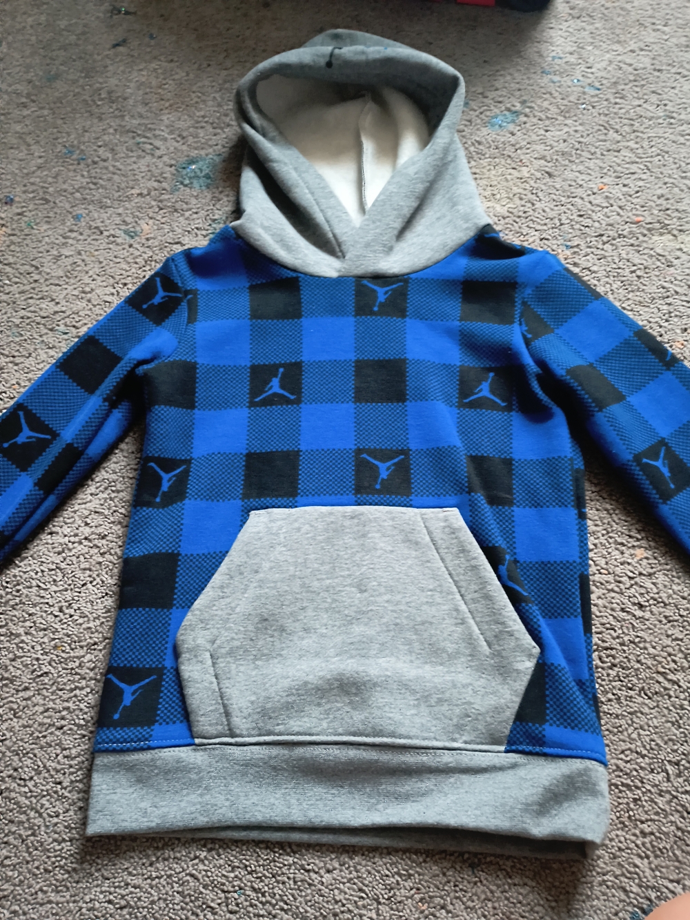 Jordan Boys 4T Blue And Black Plaid Hoodie